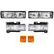 1999 Chevrolet Tahoe - 6-Piece Kit Driver and Passenger Side Halogen Headlight, With bulb(s), For Models With Composite s, OE Replacement,  Includes (2) Headlight, (2) Side Marker, and (2) Turn Signal Light