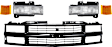 5-Piece Kit Grille, Painted Black, For Models With Sport Package and Composite Headlights, Includes (1) Grille Assembly, (2) Headlight, and (2) Reflector