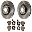 KIT-070624-29 2-Wheel Set Front Brake Disc and Pad Kit, Plain Surface 5 Lugs 320.04 mm Semi-metallic, Includes (1) Brake Pad Set and (2) Brake Disc