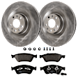 KIT-070624-52 2-Wheel Set Front Brake Disc and Pad Kit, Plain Surface 5 Lugs 374.14 mm Semi-metallic, Includes (2) Brake Disc and (1) Brake Pad Set