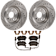 KIT-070624-83 2-Wheel Set Rear Brake Disc and Pad Kit, Cross-drilled and Slotted 5 Lugs 329.95 mm Ceramic, Includes (1) Brake Pad Set and (2) Brake Disc