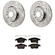 KIT-070624-88 4-Wheel Set Front and Rear Brake Disc and Pad Kit, Cross-drilled and Slotted 5 Lugs 311.91 mm Ceramic, Includes (1) Brake Pad Set and (2) Brake Disc