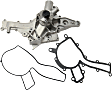 2004 Mercedes Benz C240 Base - 2-Piece Kit Water Pump, GAS, With Engine Oil Cooler, New, 2.6L 6Cyl,  Includes (1) Water Outlet, (1) Water Pump
