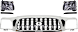 5-Piece Kit Grille Chrome Shell with Painted Dark Gray Insert, Includes (2) Headlight, (2) Headlight Filler and (1) Grille Assembly