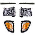 2003 Toyota Tacoma - 6-Piece Kit Driver and Passenger Side, Lower Halogen Headlight, With bulb(s), OE Replacement, Standard Cab Pickup,  Includes (2) Corner Light, (2) Headlight, and (2) Headlight Filler