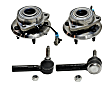 2-Wheel Set Front, Driver and Passenger Side Wheel Hub, 5 Lugs, With Bearing, Includes (2) Tie Rod End and (2) Wheel Hub