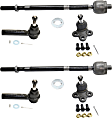 6-Piece Kit Front, Driver and Passenger Side Suspension Kit, Includes (2) Ball Joint and (4) Tie Rod End