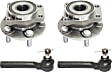 2-Wheel Set Front, Driver and Passenger Side Wheel Hub, 5 Lugs, With Bearing, Includes (2) Tie Rod End and (2) Wheel Hub