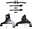 6-Piece Kit Front, Driver and Passenger Side, Lower Control Arm Kit, Includes (2) Control Arm and (4) Tie Rod End
