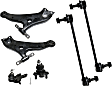 6-Piece Kit Front, Driver and Passenger Side, Lower Control Arm Kit, Includes (2) Ball Joint, (2) Control Arm, and (2) Sway Bar Link