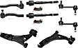 8-Piece Kit Front, Driver and Passenger Side, Lower Control Arm Kit, Includes (2) Control Arm, (2) Sway Bar Link, and (4) Tie Rod End