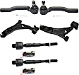 6-Piece Kit Front, Driver and Passenger Side, Lower Control Arm Kit, Includes (2) Control Arm and (4) Tie Rod End