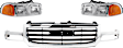 3-Piece Kit Grille Chrome Shell with Painted Black Insert, Includes (2) Headlight and (1) Grille Assembly