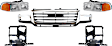 2006 GMC Sierra 3500 - 5-Piece Kit Grille, Chrome Shell with Painted Black Insert, Crew Cab Pickup,  Includes (1) Grille Assembly, (2) Headlight, and (2) Headlight Bracket