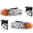 4-Piece Kit, Driver and Passenger Side Halogen Headlight, With bulb(s), OE Replacement, Includes (2) Headlight and (2) Fog Light