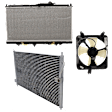 3-Piece Kit A/C Condenser, Includes (1) A/C Condenser, (1) Cooling Fan Assembly and (1) Radiator