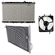 1998 Acura Integra - 3-Piece Kit A/C Condenser, 1.8L 4Cyl,  Includes (1) A/C Condenser, (1) Cooling Fan Assembly, and (1) Radiator