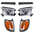 2002 Toyota 4Runner - 6-Piece Kit Driver and Passenger Side Halogen Headlight, With bulb(s), OE Replacement,  Includes (2) Corner Light, (2) Grille Assembly, and (2) Headlight