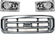 3-Piece Kit Grille Painted Silver, Includes (2) Headlight and (1) Grille Assembly