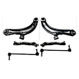 6-Piece Kit Front, Driver and Passenger Side, Upper and Lower Control Arm, Includes (4) Control Arm and (2) Sway Bar Link