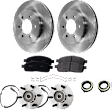 2-Wheel Set Front Brake Kit, Plain Surface, 6 Lugs, 329.95 mm, Ceramic, Includes (2) 4WD Actuator, (2) Brake Disc, (1) Brake Pad Set, and (2) Wheel Hub