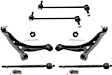 6-Piece Kit Front, Driver and Passenger Side, Lower Control Arm, includes (2)Control Arm, (2)Sway Bar Link and (2)Tie Rod End
