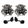 2-Wheel Set Rear, Driver and Passenger Side Wheel Hub, 5 Lugs, With Bearing, Includes (2) Sway Bar Link and (2) Wheel Hub