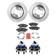 2-Wheel Set Front and Rear Wheel Hub, 6 Lugs, With Bearing, With Sensor, Includes (1) Brake Pad Set, (2) Wheel Hub and (2) Brake Disc