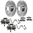 2-Wheel Set Front Wheel Hub, 5 Lugs, With Bearing, With Sensor, Includes (2) Wheel Hub, (1) Brake Pad Set and (2) Brake Disc