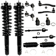 12-Piece Kit Front, Driver and Passenger Side Fully Loaded Strut, Includes (2) Steering Rack Boot, (4) Tie Rod End, (2) Sway Bar Link, (2) Ball Joint and (2) Shock Absorber and Strut Assembly