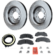 2-Wheel Set Front Brake Kit, Plain Surface, 6 Lugs, 350.01 mm, Ceramic, Includes (1) 4WD Actuator, (2) Brake Disc, and (1) Brake Pad Set