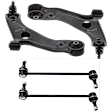 4-Piece Kit Front, Driver and Passenger Side, Lower Control Arm, includes (2)Control Arm and (2)Sway Bar Link