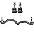 4-Piece Kit Front, Driver and Passenger Side, Lower Ball Joint, includes (2)Ball Joint and (2)Tie Rod End