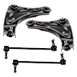 4-Piece Kit Front, Driver and Passenger Side, Lower Control Arm, Includes (2) Control Arm and (2) Sway Bar Link
