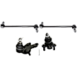 4-Piece Kit Front, Driver and Passenger Side, Lower Ball Joint, includes (2)Sway Bar Link and (2)Ball Joint