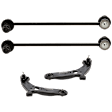 4-Piece Kit Front, Driver and Passenger Side, Lower Control Arm, includes (2)Control Arm and (2)Sway Bar Link