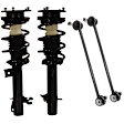 4-Piece Kit Front, Driver and Passenger Side Fully Loaded Strut, Convertible/Hatchback, Includes (2) Loaded Strut and (2) Sway Bar Link