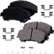 2-Wheel Set Front, Driver and Passenger Side Wheel Hub, 5 Lugs, With Bearing, includes (2) Brake Disc, (1) Brake Pad Set, and (2) Wheel Hub