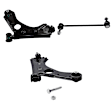 4-Piece Kit Front, Driver and Passenger Side, Lower Control Arm, includes (2)Control Arm and (2)Sway Bar Link