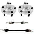 4-Piece Kit Front, Driver and Passenger Side Axle Assembly, New Kit, includes (2) Axle Assembly and (2) Wheel Hub