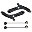 4-Piece Kit Front, Driver and Passenger Side, Lower Control Arm, includes (2)Control Arm and (2)Sway Bar Link