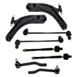 8-Piece Kit Front, Driver and Passenger Side, Lower Control Arm, includes (4)Tie Rod End, (2)Control Arm, and (2)Sway Bar Link