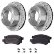 2-Wheel Set Rear Brake Disc and Pad Kit, Cross-drilled and Slotted 8 Lugs 340 mm, Includes (1) Brake Pad Set and (2) Brake Disc