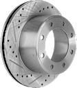 2-Wheel Set Rear Brake Disc and Pad Kit, Cross-drilled and Slotted 8 Lugs 340 mm, Includes (1) Brake Pad Set and (2) Brake Disc