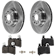 2-Wheel Set Front Brake Disc and Pad Kit, Plain Surface 5 Lugs 344.93 mm, Includes (2) Brake Disc and (1) Brake Pad Set