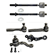6-Piece Kit Front, Driver and Passenger Side, Lower Ball Joint, includes (4)Tie Rod End and(2)Ball Joint