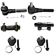 6-Piece Kit Front, Driver and Passenger Side, Outer Tie Rod End, RWD Includes (2)Ball Joint, (2)Tie Rod Adjusting Sleeve and (2)Tie Rod End