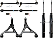 8-Piece Kit Front, Driver and Passenger Side, Lower Control Arm Kit, Includes (2) Bare Strut, (2) Control Arm, (2) Sway Bar Link, and (2) Tie Rod End