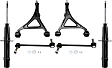 6-Piece Kit Front, Driver and Passenger Side, Lower Control Arm Kit, Includes (2) Bare Strut, (2) Control Arm, and (2) Sway Bar Link