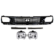 5-Piece Kit Driver and Passenger Side Halogen Headlight, RWD, Includes (1) Grille Assembly, (2) Headlight, and (2) Headlight Filler